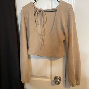 Sandy cropped open back sweater
